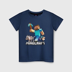 Футболка хлопковая детская MINECRAFT, цвет: тёмно-синий