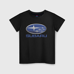 Футболка хлопковая детская SUBARU, цвет: черный