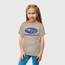 Футболка хлопковая детская SUBARU, цвет: миндальный — фото 2