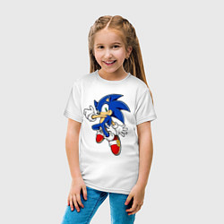 Футболка хлопковая детская Sonic, цвет: белый — фото 2