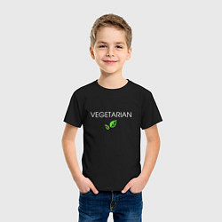 Футболка хлопковая детская VEGETARIAN, цвет: черный — фото 2