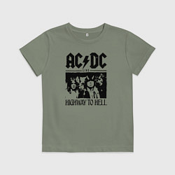Футболка хлопковая детская ACDC highway to hell, цвет: авокадо