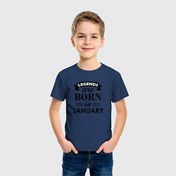 Футболка хлопковая детская Legends are born in january, цвет: тёмно-синий — фото 2