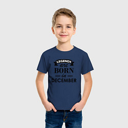 Футболка хлопковая детская Legends are born in december, цвет: тёмно-синий — фото 2