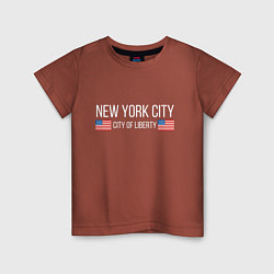 Футболка хлопковая детская NEW YORK, цвет: кирпичный