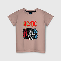 Футболка хлопковая детская ACDC, цвет: пыльно-розовый