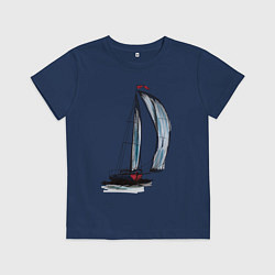 Футболка хлопковая детская Парусник, цвет: тёмно-синий