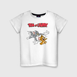 Футболка хлопковая детская Tom & Jerry, цвет: белый