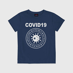Футболка хлопковая детская COVID-19, цвет: тёмно-синий