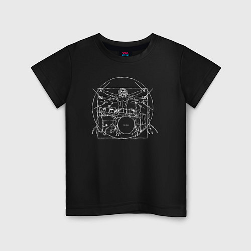 Детская футболка Витрувианский барабанщик 2 / Черный – фото 1