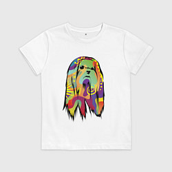 Футболка хлопковая детская Берегись болонок!, цвет: белый