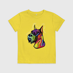 Футболка хлопковая детская Берегись шнауцеров!, цвет: желтый