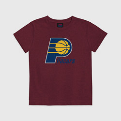 Футболка хлопковая детская Indiana Pacers 2, цвет: меланж-бордовый