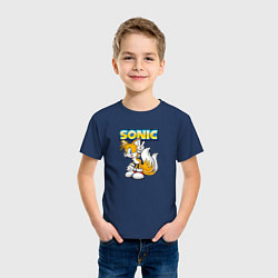 Футболка хлопковая детская Sonic, цвет: тёмно-синий — фото 2
