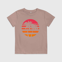 Футболка хлопковая детская Пальма, цвет: пыльно-розовый
