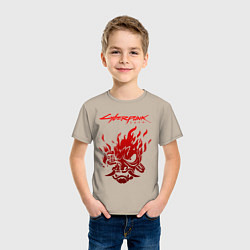 Футболка хлопковая детская CYBERPUNK 2077, цвет: миндальный — фото 2