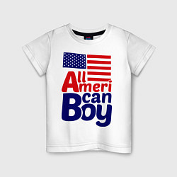 Футболка хлопковая детская All American Boy, цвет: белый