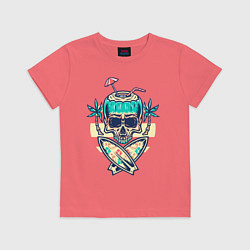 Футболка хлопковая детская Skull Summer, цвет: коралловый