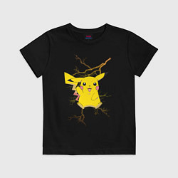 Футболка хлопковая детская Pikachu, цвет: черный