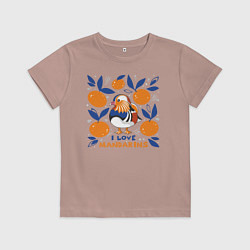 Футболка хлопковая детская Мандаринки, цвет: пыльно-розовый