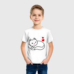 Футболка хлопковая детская Ласковый котик, цвет: белый — фото 2