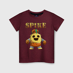 Футболка хлопковая детская Brawl Stars Robot Spike, цвет: меланж-бордовый
