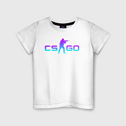 Футболка хлопковая детская CS GO NEON, цвет: белый
