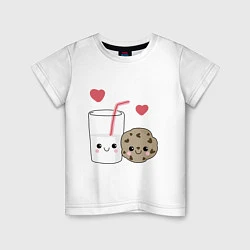 Футболка хлопковая детская Milk and Cookies Love, цвет: белый