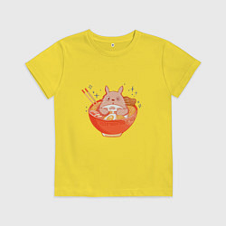 Футболка хлопковая детская Вкусный Тоторо, цвет: желтый