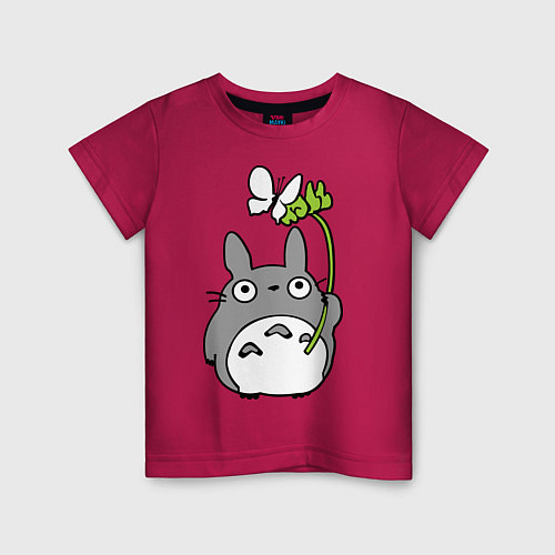 Детская футболка Totoro и бабочка / Маджента – фото 1