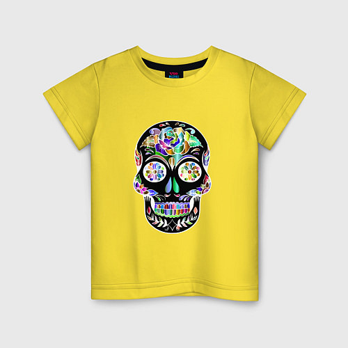 Детская футболка Flowers - Art skull / Желтый – фото 1