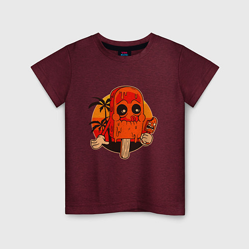 Детская футболка Мороженое каннибал / Меланж-бордовый – фото 1