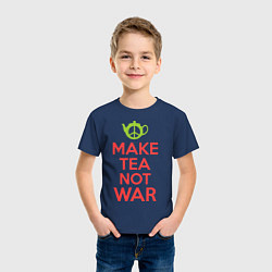 Футболка хлопковая детская Make tea not war, цвет: тёмно-синий — фото 2