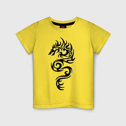 Футболка хлопковая детская Татуировка - дракон, цвет: желтый