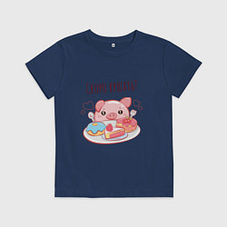 Футболка хлопковая детская Скоро кушать?, цвет: тёмно-синий