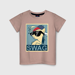 Футболка хлопковая детская Rainbow Dash swag, цвет: пыльно-розовый