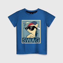 Футболка хлопковая детская Rainbow Dash swag, цвет: синий