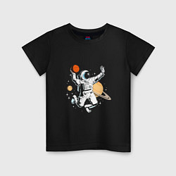 Футболка хлопковая детская Space bascetball, цвет: черный