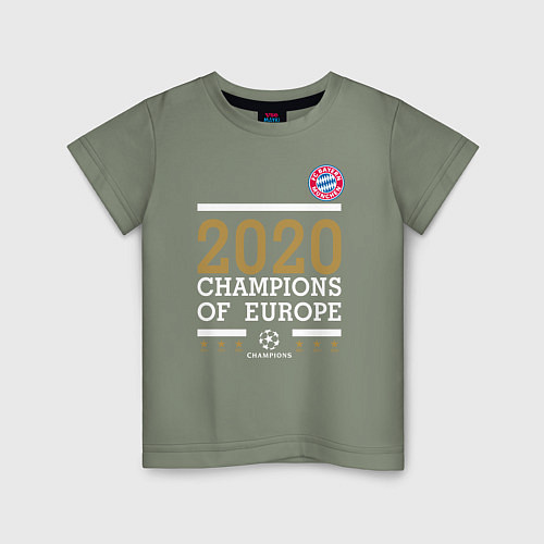Детская футболка FC Bayern Munchen Champions of Europe 2020 / Авокадо – фото 1