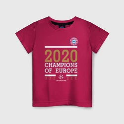 Футболка хлопковая детская FC Bayern Munchen Champions of Europe 2020, цвет: маджента