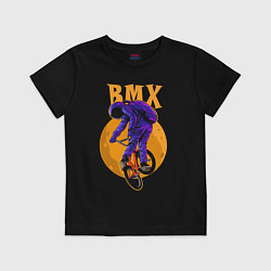 Футболка хлопковая детская BMX - moon - space, цвет: черный