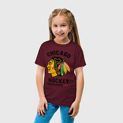 Футболка хлопковая детская CHICAGO BLACKHAWKS NHL, цвет: меланж-бордовый — фото 2