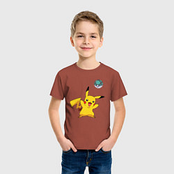 Футболка хлопковая детская Pokemon pikachu 1, цвет: кирпичный — фото 2