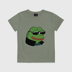 Футболка хлопковая детская Pepe в очках EZ, цвет: авокадо