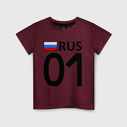Футболка хлопковая детская RUS 01, цвет: меланж-бордовый