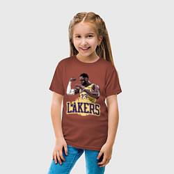 Футболка хлопковая детская LeBron - Lakers, цвет: кирпичный — фото 2