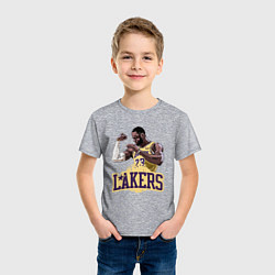 Футболка хлопковая детская LeBron - Lakers, цвет: меланж — фото 2