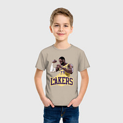 Футболка хлопковая детская LeBron - Lakers, цвет: миндальный — фото 2