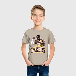 Футболка хлопковая детская LeBron - Lakers, цвет: миндальный — фото 2