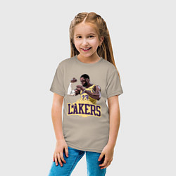 Футболка хлопковая детская LeBron - Lakers, цвет: миндальный — фото 2